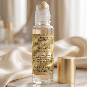 Gold Foil & Glitter Perfume Roller Bottle label