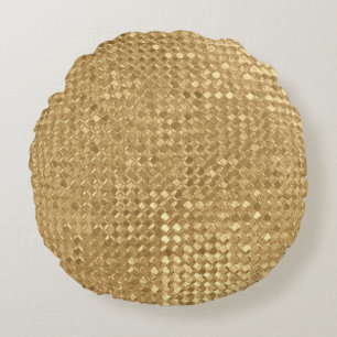 Gold foil, glitter seamless texture. round cushion