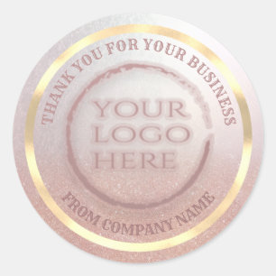 Gold foil glittery thank custom logo classic round sticker