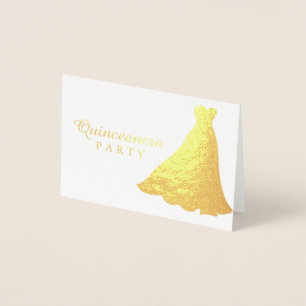 Gold Foil Gold Gown Dress Quinceanera Invitation