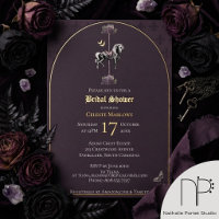 Gold Foil Gothic Carousel Horse Bridal Invite