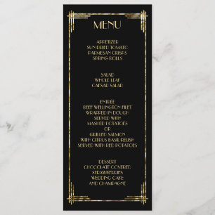Gold Foil Great Gatsby Art Deco Wedding Menu