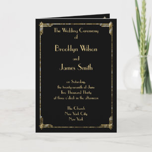 Gold Foil Great Gatsby Art Deco Wedding Programs