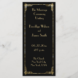 Gold Foil Great Gatsby Art Deco Wedding Programs