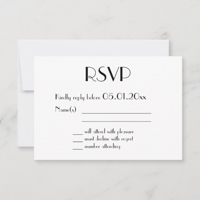 Gold Foil Great Gatsby Art Deco Wedding RSVP Cards (Front)