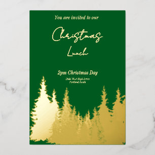 Gold Foil Green Pine Tree Christmas Party 