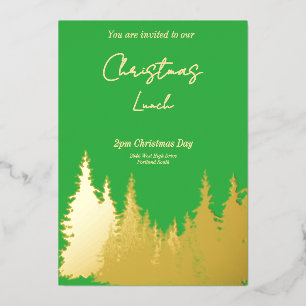 Gold Foil Green Pine Tree Christmas Party 
