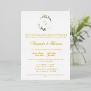 Gold foil greenery minimalist Spanish wedding