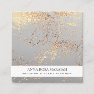 *~* Gold Foil GREY Beauty Wedding Elegant  Square Business Card