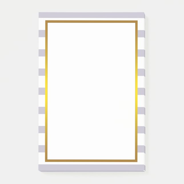 Gold Foil Grey Stripe white clean Post-it Notes (Front)