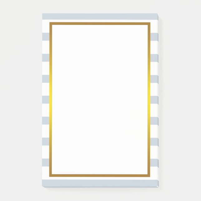 Gold Foil Grey Stripe white clean Post-it Notes (Front)