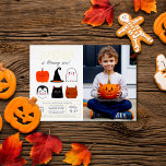 Gold Foil Halloween Friends Modern Birthday Photo<br><div class="desc">Add some shine to these birthday invitations with real foil! This modern design features the birthday boy's name in big, gold foil capital letters in one of my favourite decorative fonts, below, his age appears in cute script typography. Underneath, in the middle of the card, there are 6 Halloween friends:...</div>