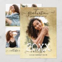 Gold Foil Halo Photo Collage Graduation