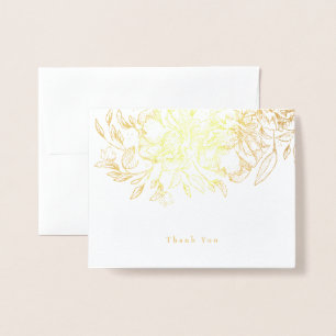 Gold Foil Hand Drawn Floral Thank You Card
