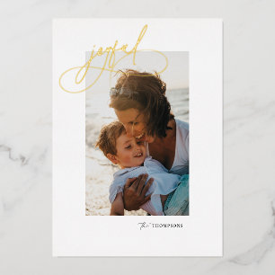 Gold Foil Handwritting Joyful Holiday Photo Card