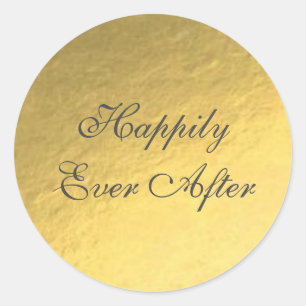 Gold Foil Happily Ever After Wedding Sticker