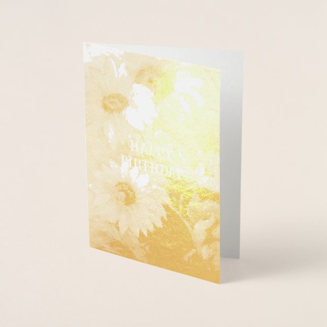 Gold foil happy birthday daisies   foil card (Front)