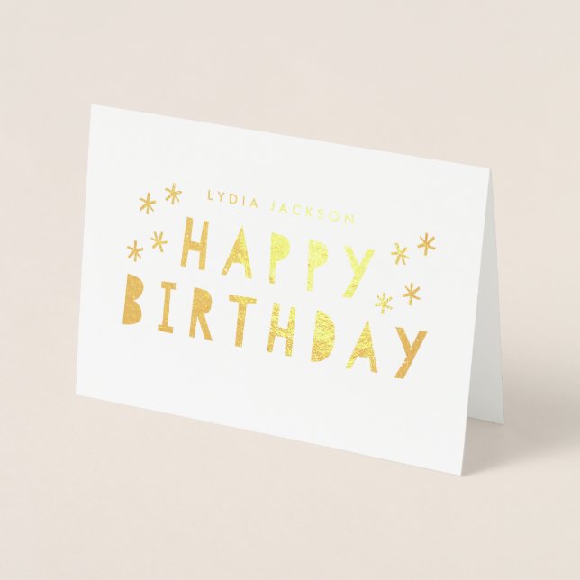 Gold Foil Happy Birthday Greeting Card (Front)