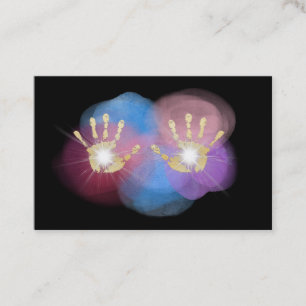 *~* Gold Foil Healing Hands Radiating Reiki Energy Business Card