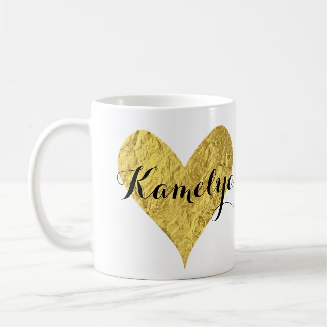 Gold Foil Heart Coffee Mug (Left)
