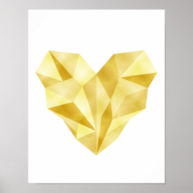 Gold foil heart Geometric heart poster (Front)