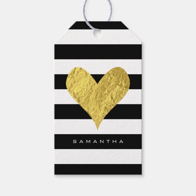 Gold Foil Heart Gift Tags (Front)