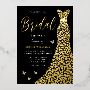 Gold Foil Heart Gown with Black Bridal Shower 