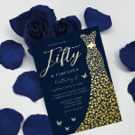 Gold Foil Heart Gown with Navy 50th Birthday Party<br><div class="desc">Gold Foil Heart Gown with Navy 50th Birthday Party Foil Invitation
Fifty & Fabulous

See other invitations in our Niche and Nest Store</div>