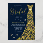 Gold Foil Heart Gown with Navy Bridal Shower
