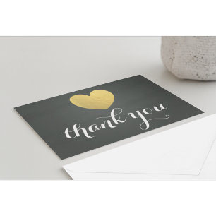 Gold Foil Heart Thank You Post Card