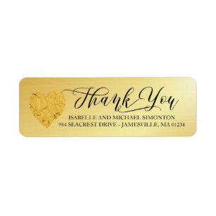 Gold Foil Heart Thank You Return Address Labels