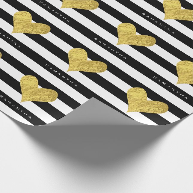 Gold Foil Heart Wrapping Paper (Corner)