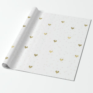 Gold Foil Hearts Dots Wrapping Paper