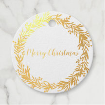 Gold Foil Holly Berry Wreath Merry Christmas