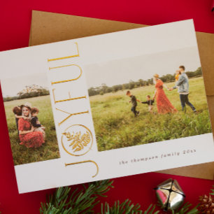 Gold Foil Joyful Fern Holiday Photo Card