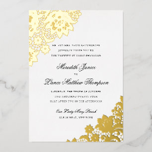 Gold Foil Lace Black and Gold Script Wedding Foil