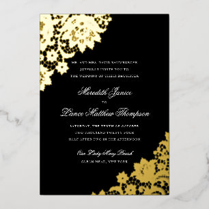 Gold Foil Lace Black and Gold Script Wedding Foil