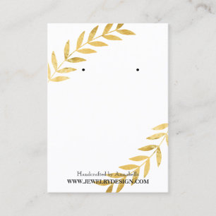 Gold Foil Leaf Earring Jewellery Display Custom Business Card
