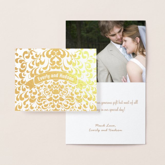 Gold Foil Leaf Typography Wedding Invitations (Display)