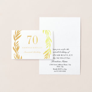 Gold Foil Leaf Wreath 70th Birthday Invitation