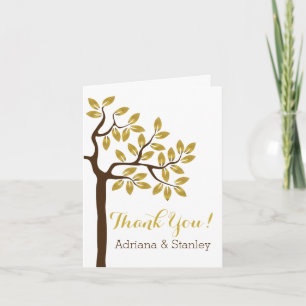 Gold foil leaves modern wedding Thank You