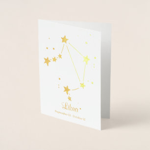 Gold Foil LIBRA Zodiac Sign Constellation Card