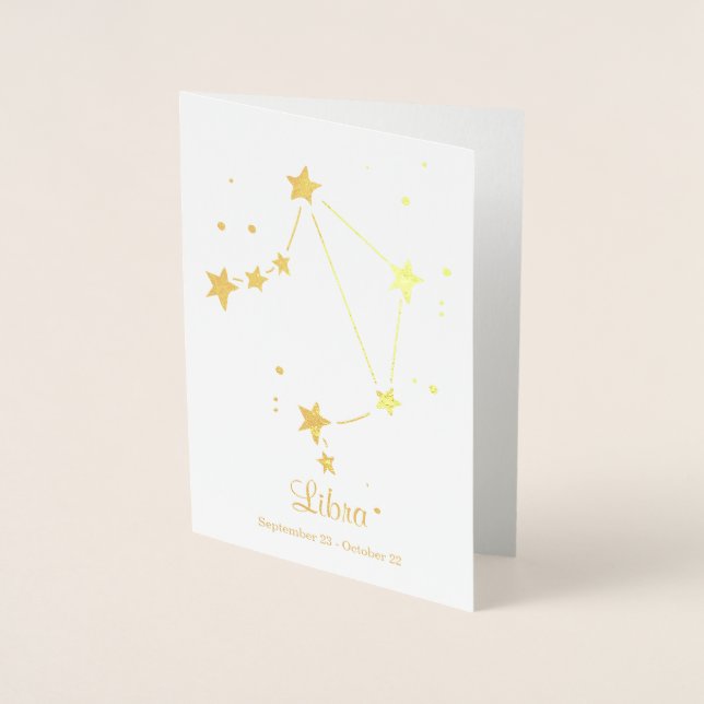 Gold Foil LIBRA Zodiac Sign Constellation Card (Front)