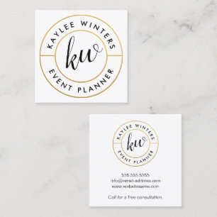 Gold Foil Look Curved Text Square Business Card
