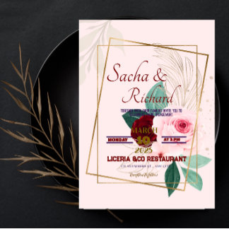 Gold Foil-Look Engagement Announcement Invitations