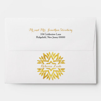 Gold Foil Look Star of David Mandala Bat Mitzvah Envelopes