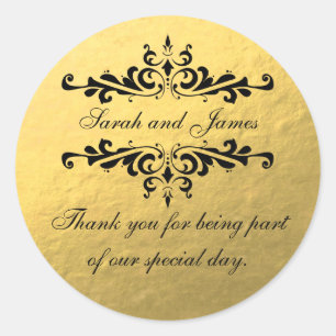 Gold Foil Look Wedding Favour Thank You Label