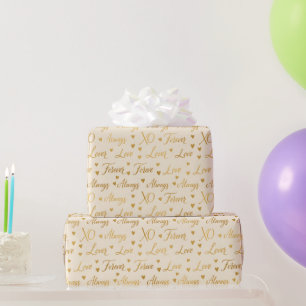 Gold Foil Love & Forever Valentine Wrapping Paper