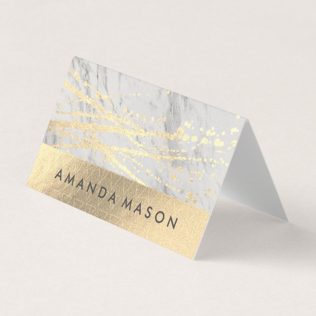 Gold Foil | Lux Triangle Golden Splatter Business Card (Front)