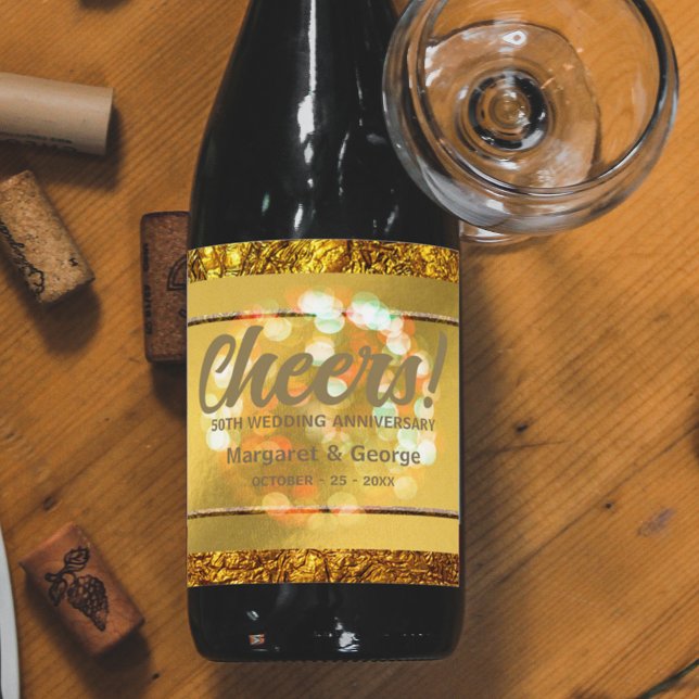 Gold Foil Luxury Glam 50th Wedding Anniversary Wine Label (Creator Uploaded)